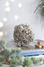 Iced Leaf/Twig Ball Christmas Tree Ornaments