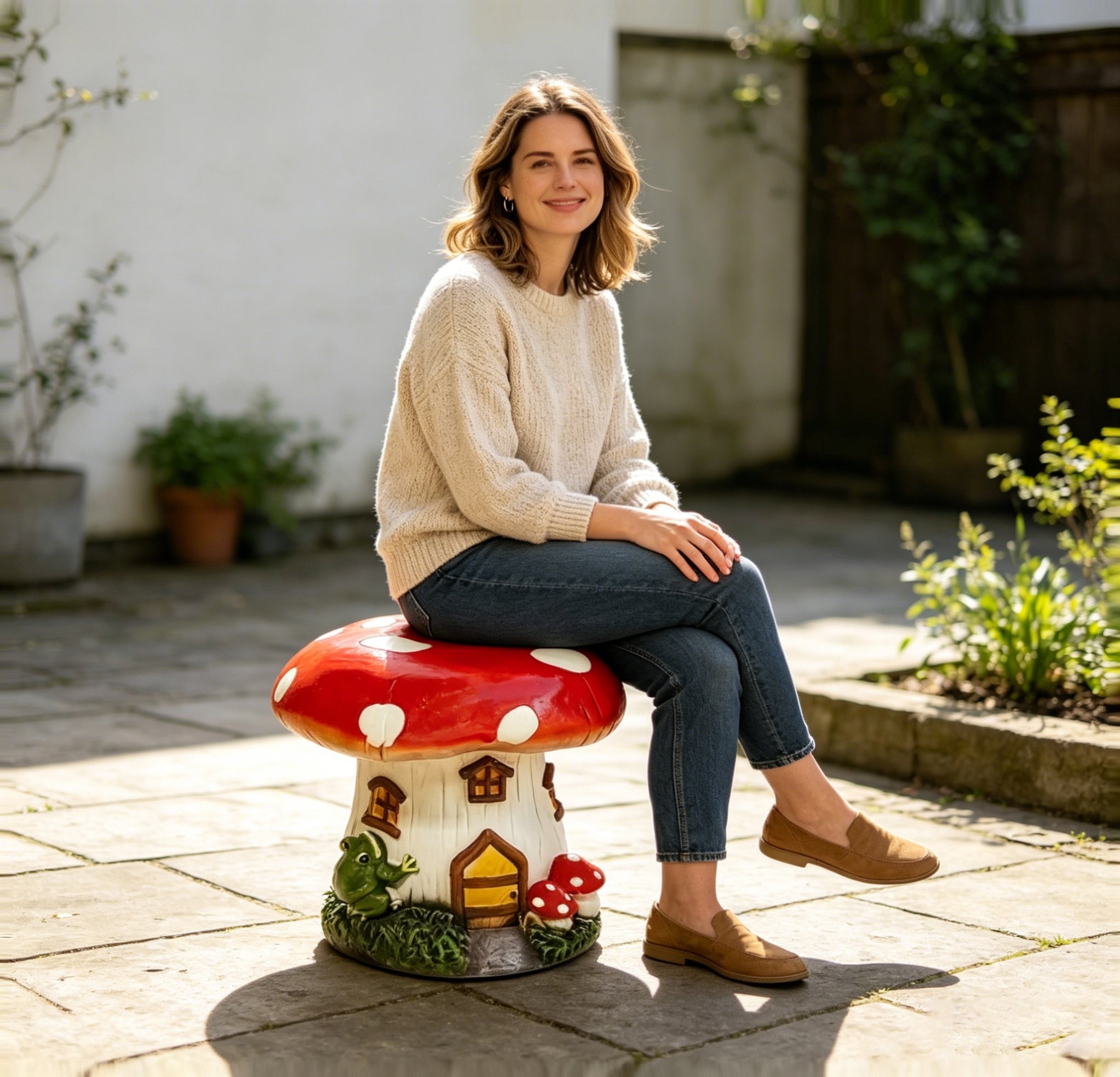 Mushroom House Garden Stool