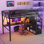 Full Loft Bed with Desk and Charging Station