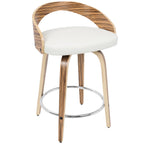 Mid-Century Modern Counter Stool with Swivel in Zebra Wood