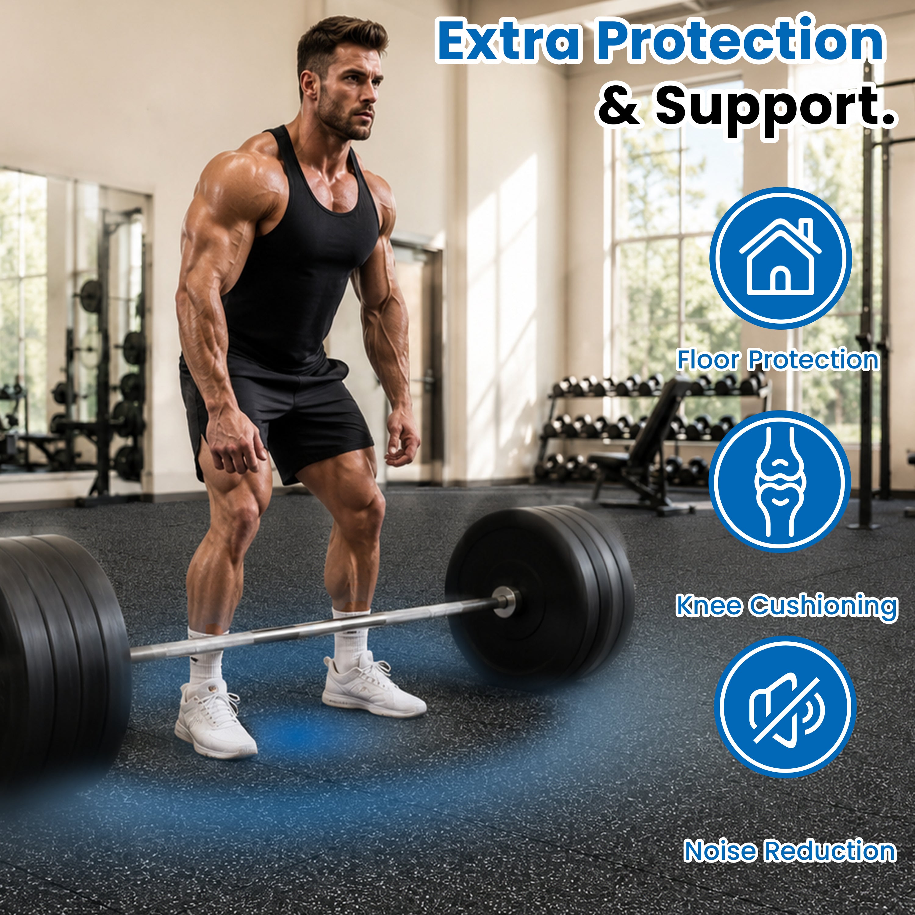 0.79 Inch Thick Gym Floor Mats, 12 Tiles
