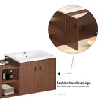 60in Reddish Brown Bathroom Vanity with Soft Close Doors