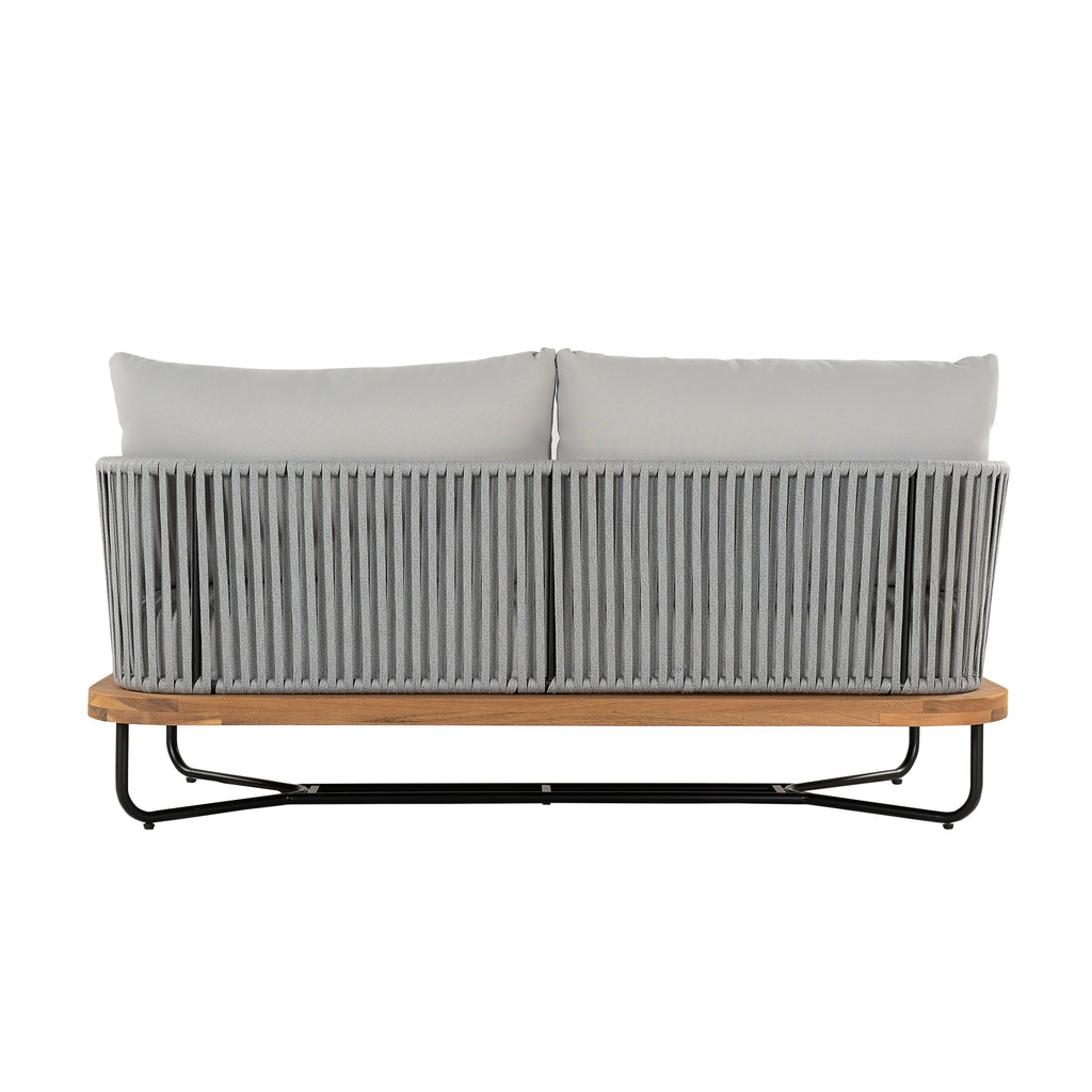 Lucca Outdoor Acacia Wood Rope Woven Sofa Sectional Set