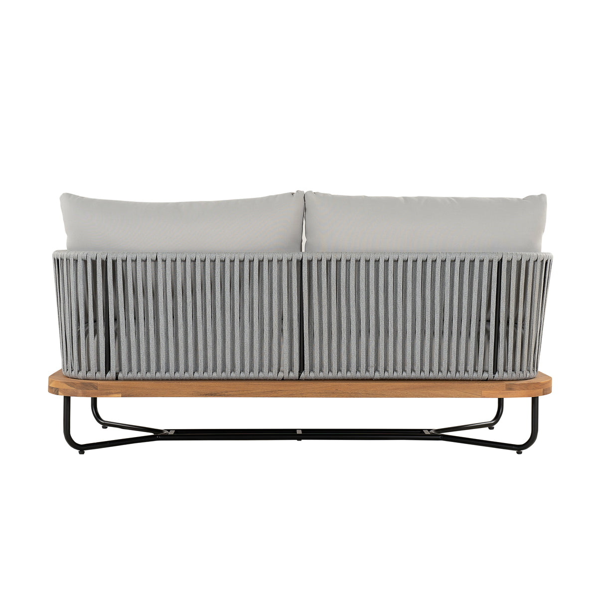 Lucca Outdoor Acacia Wood Rope Woven Sofa Sectional Set