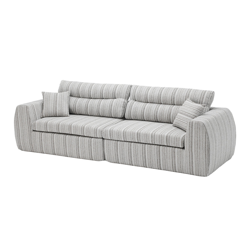 Chenille Stripe Fabric Compressed Sponge Sofa, 3-Seater