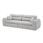 Chenille Stripe Fabric Compressed Sponge Sofa, 3-Seater