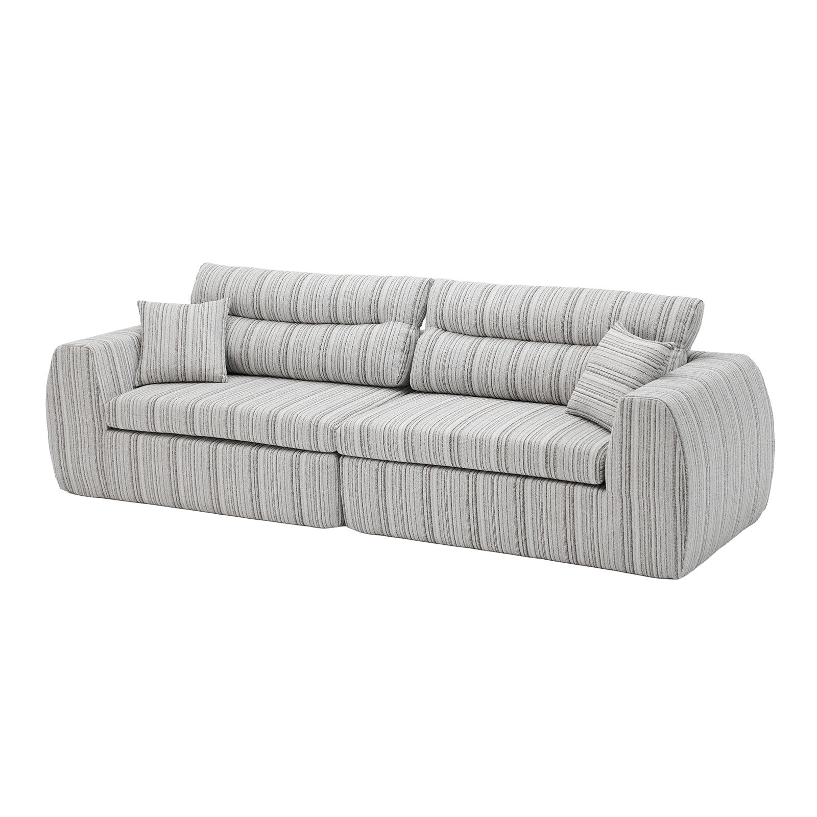 Chenille Stripe Fabric Compressed Sponge Sofa, 3-Seater
