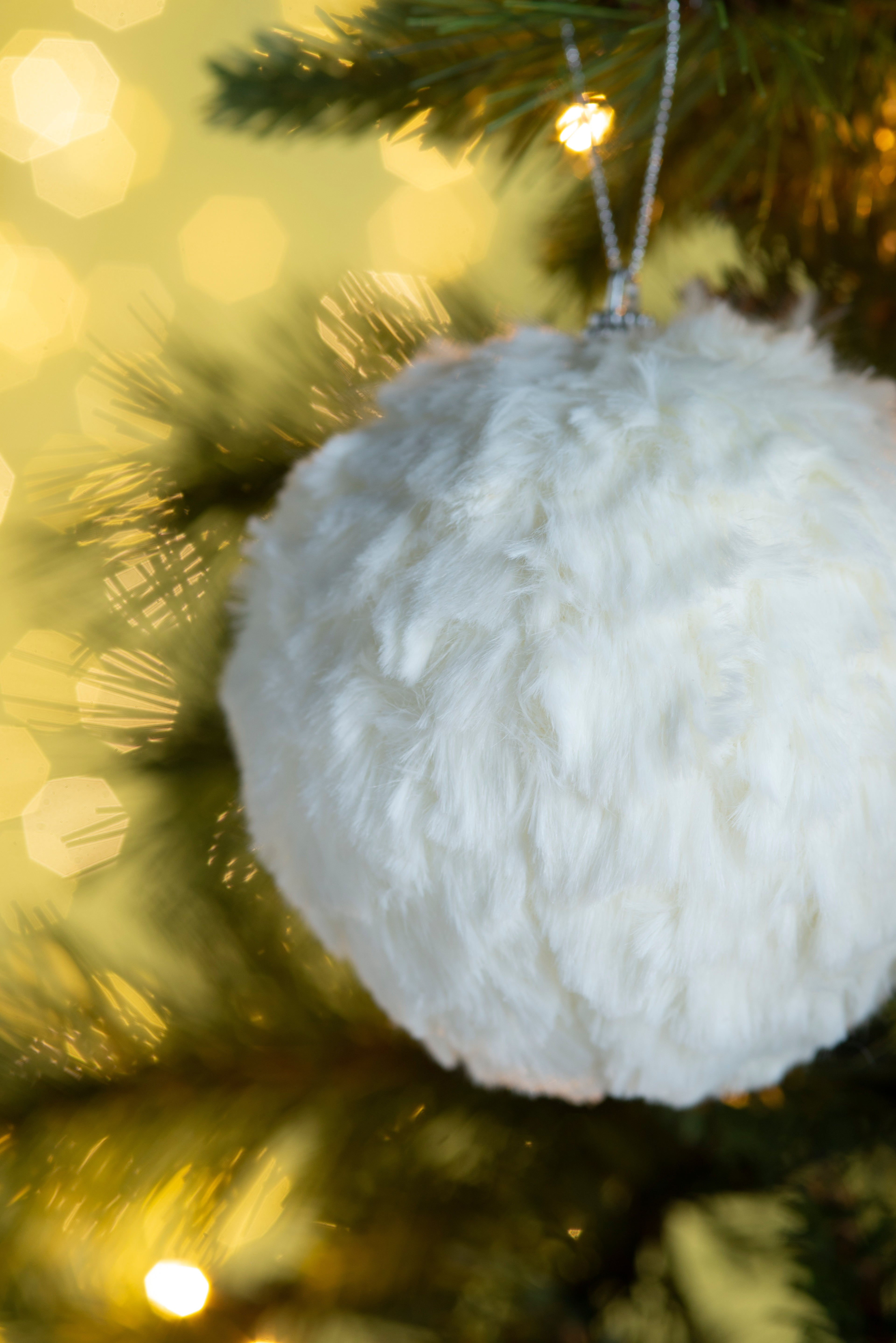 4" Cream Shabby Chic Ruffled Ornament Ball