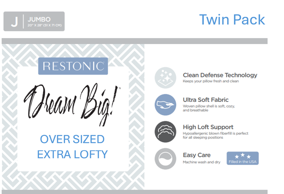 Dream Big Twin Pack Bed Pillows