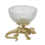 Pedestal Bowl with Lizard Sculpture