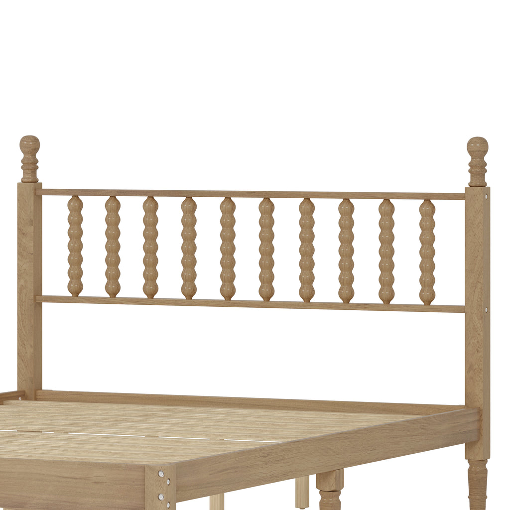 Queen Size Wood Platform Bed with Gourd Shaped Headboard