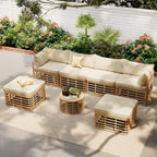 GO 7 Pieces Outdoor Patio Furniture, All-Weather Rattan Sectional Sofa Set