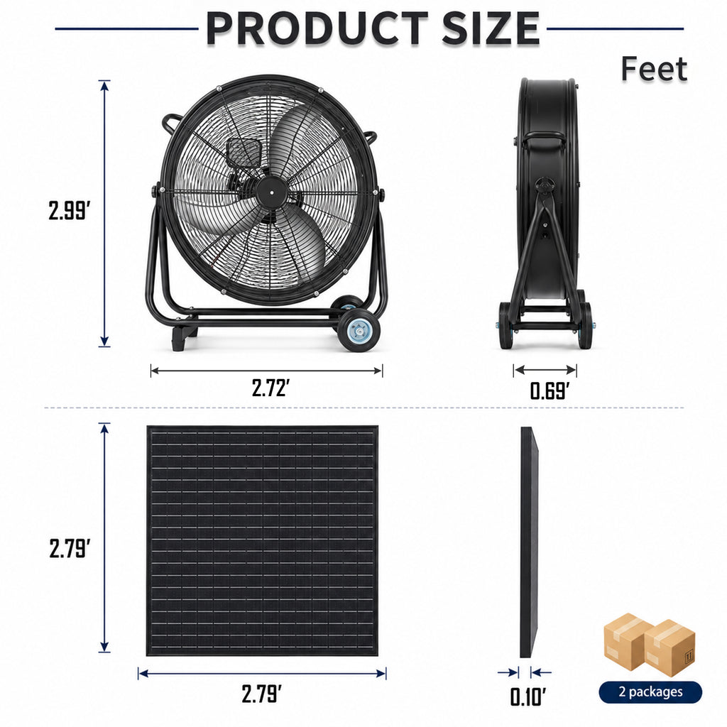 30" Wheeled Solar Fan