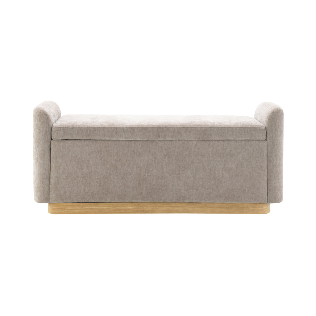 Storage Bench with Safety Hinge, 49-Inch, Brown Chenille