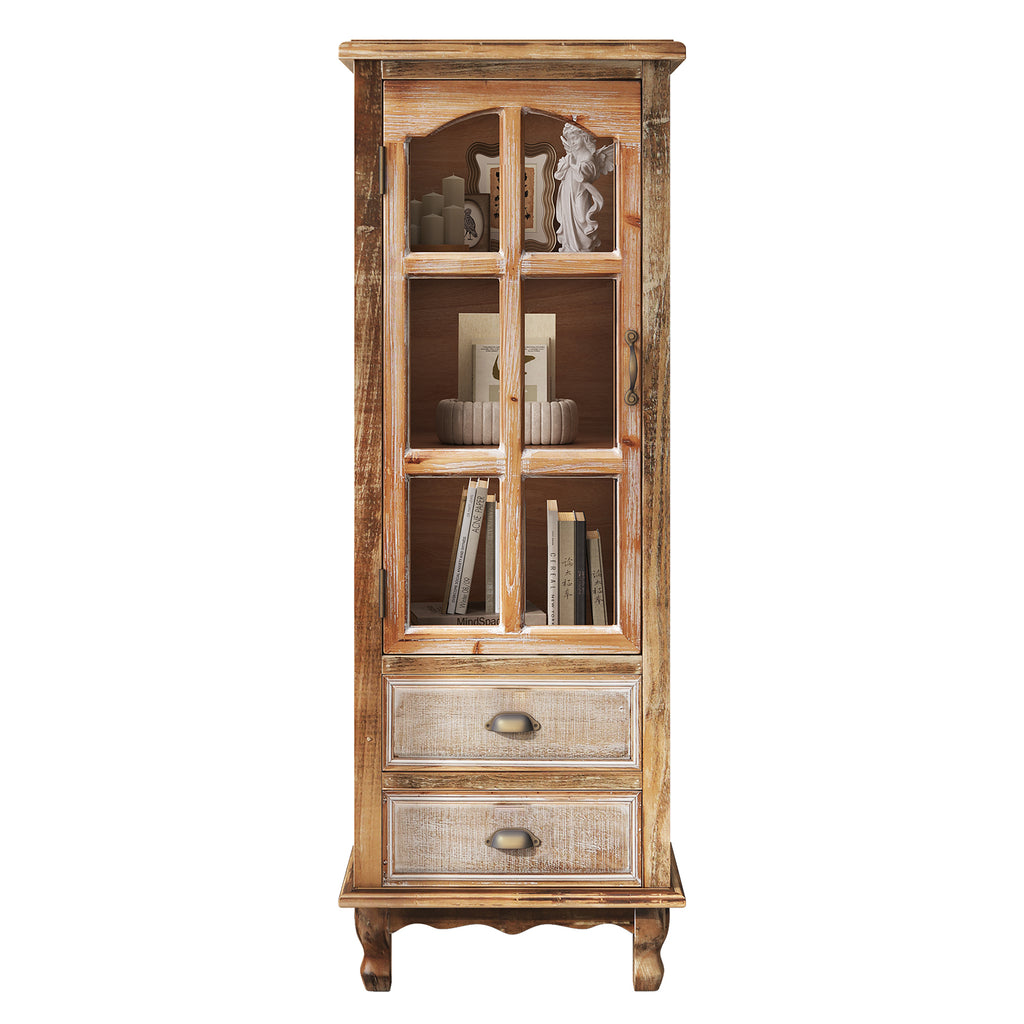 Rustic Wooden Storage Cabinet with Decorative Cutout Door