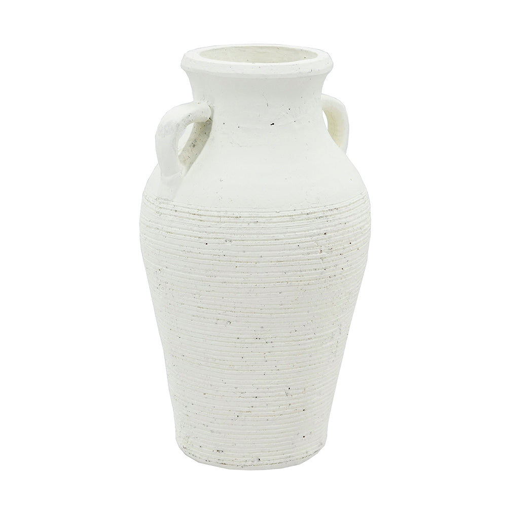 Rustic White Terracotta Tall Vase