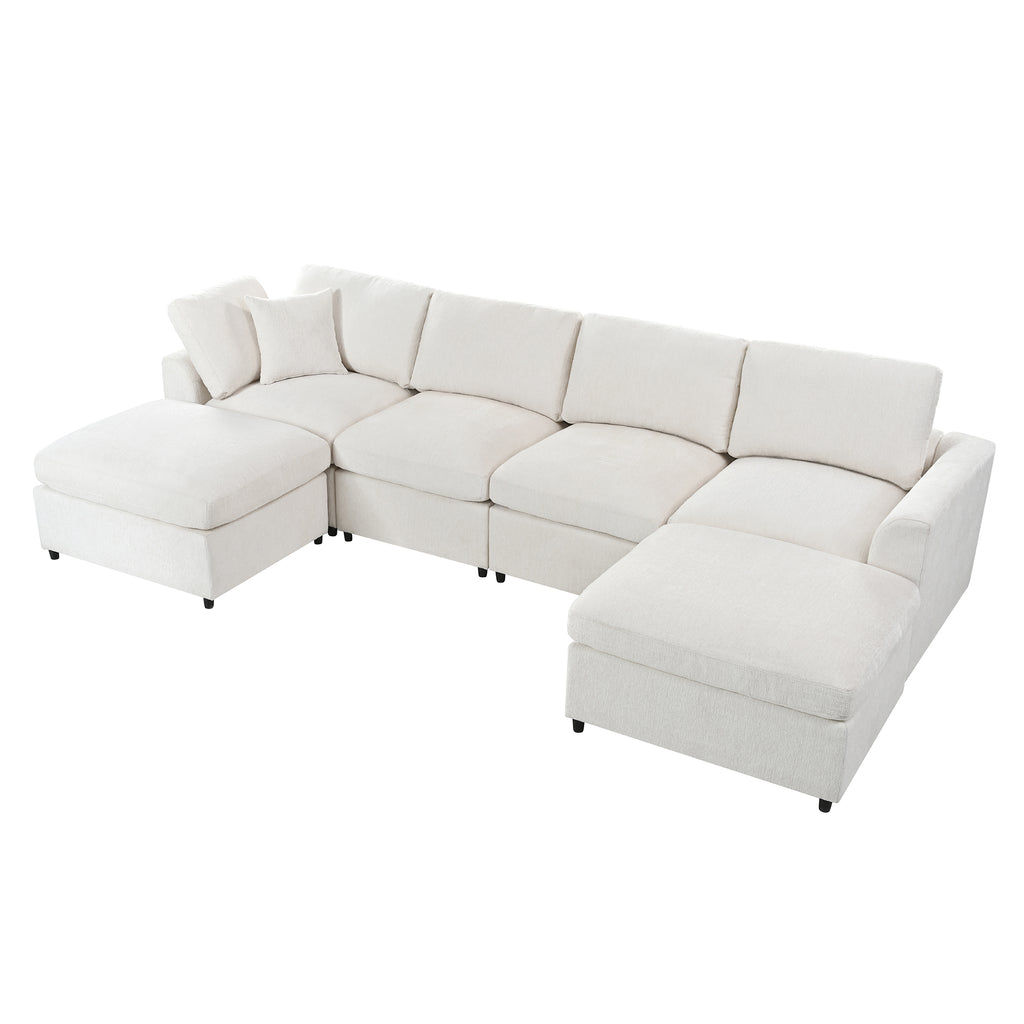 U-Style 130.3" 6-Seater Modular Sectional Sofa