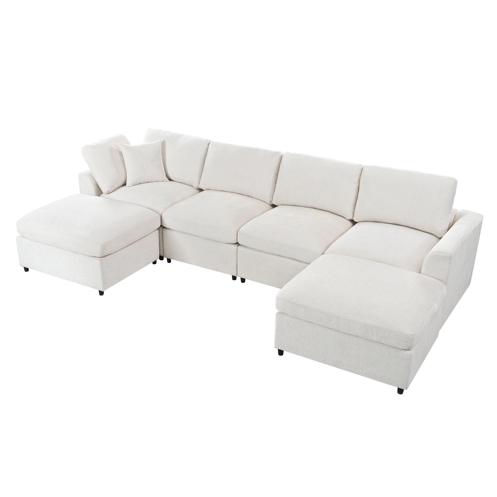 U-Style 130.3" 6-Seater Modular Sectional Sofa