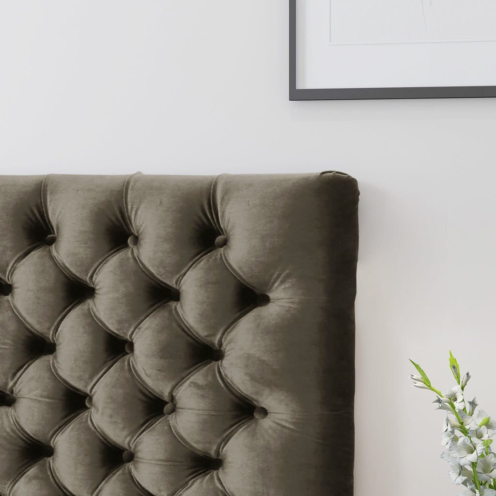 Tufted Upholstered Queen Size Bed Headboard