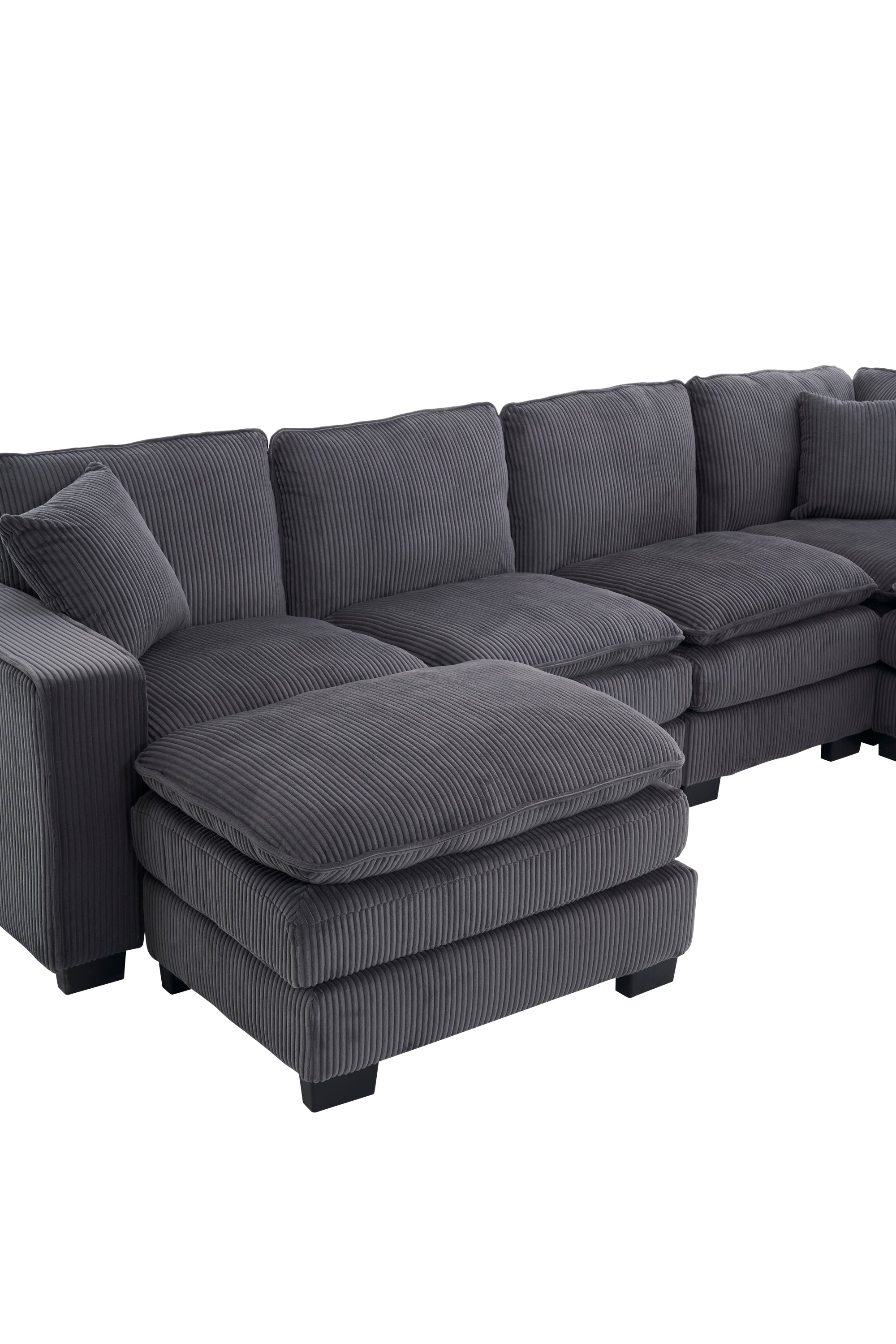 Modern U Shaped 6-Seat Sectional Sofa with Ottoman