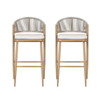 Outdoor 30.25" Seat Height Aluminum Frame Barstools with PE Rattan Backrest