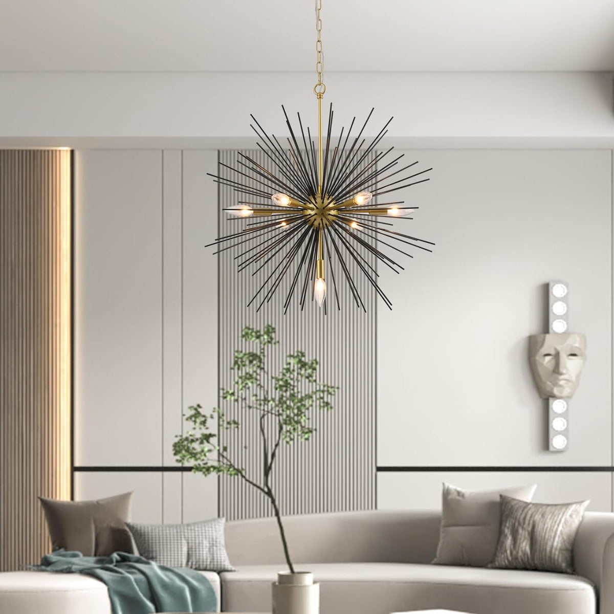 Sputnik Chandelier, 7-Light Satellite Pendant, 25.6-Inch, Gold or Black