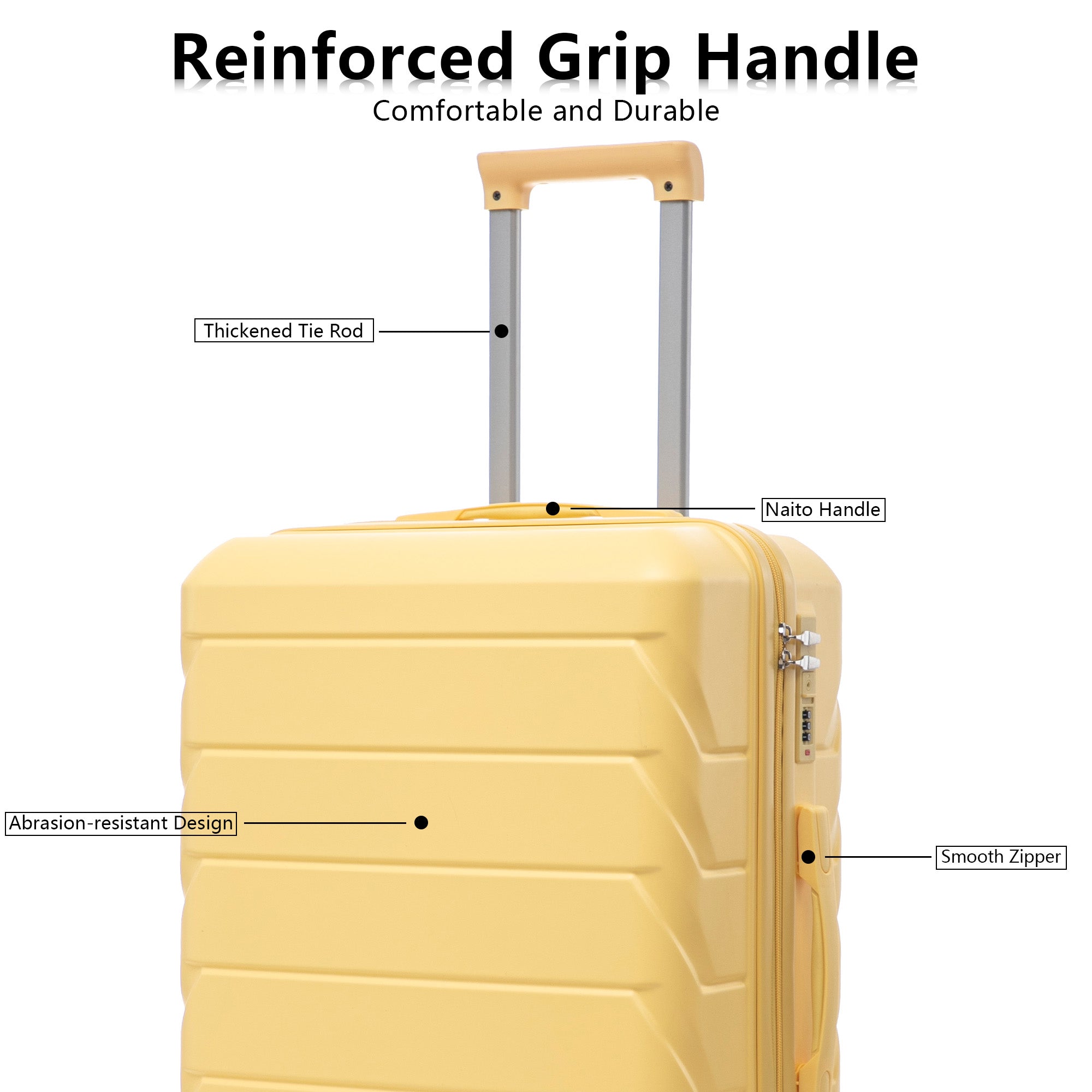 3-Piece ABS Spinner Wheel Luggage Set in Yellow