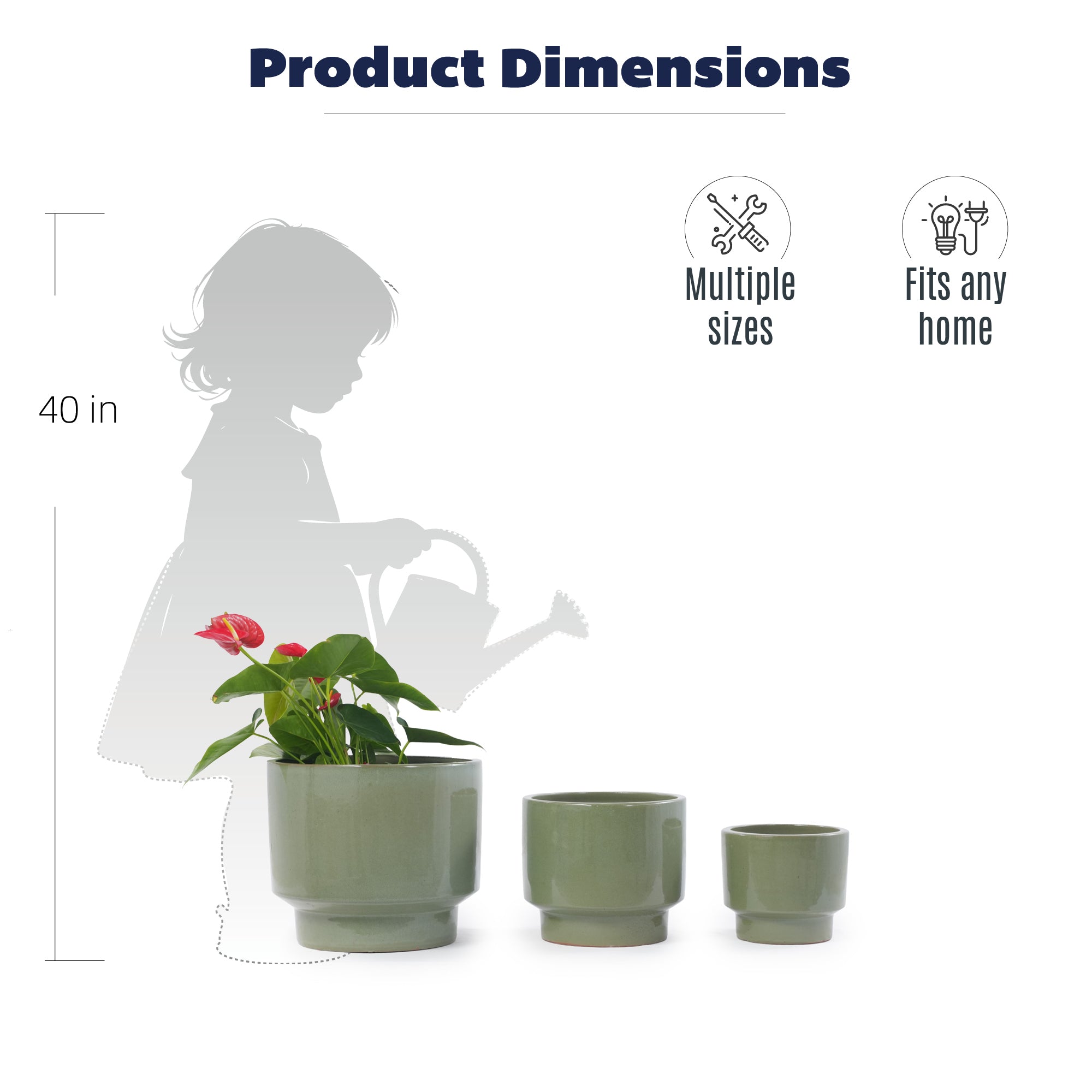 Handmade Solid Glaze Ceramic Planter Set of 3