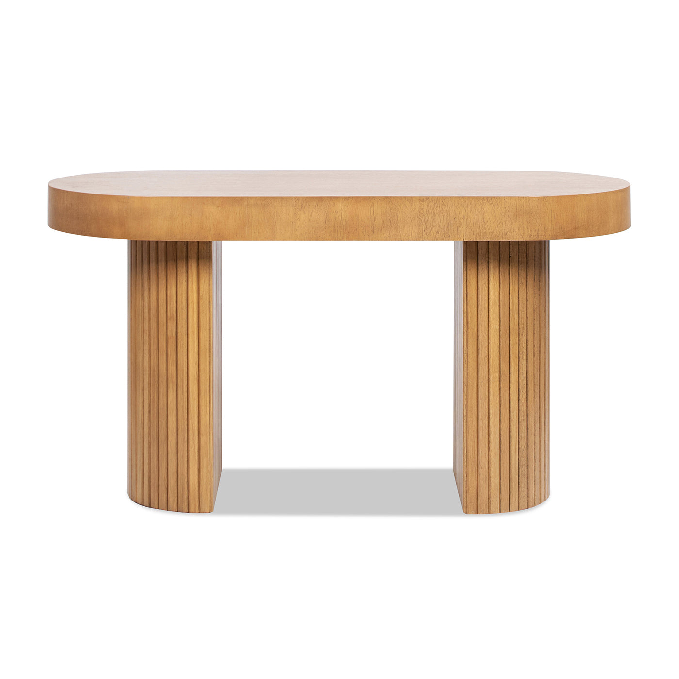 Jesse 55.5" Single Drawer Fluted Oval Console Desk, Honey
