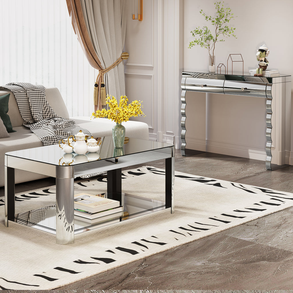 Baked Curved Mirror Coffee Table