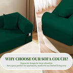 Spring Sofa with High-Quality Fabric, Pillows & Storage - Green
