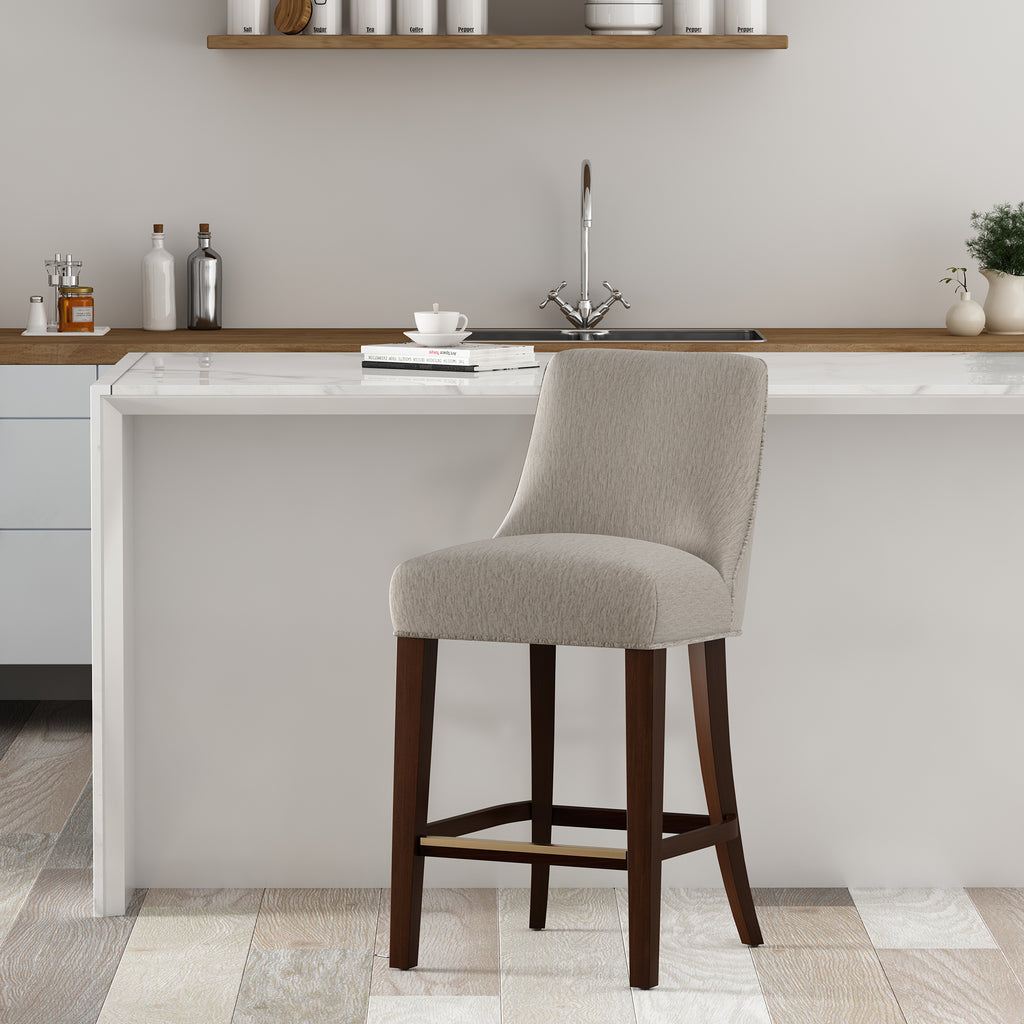 Beever Wood Chenille Counter Stool
