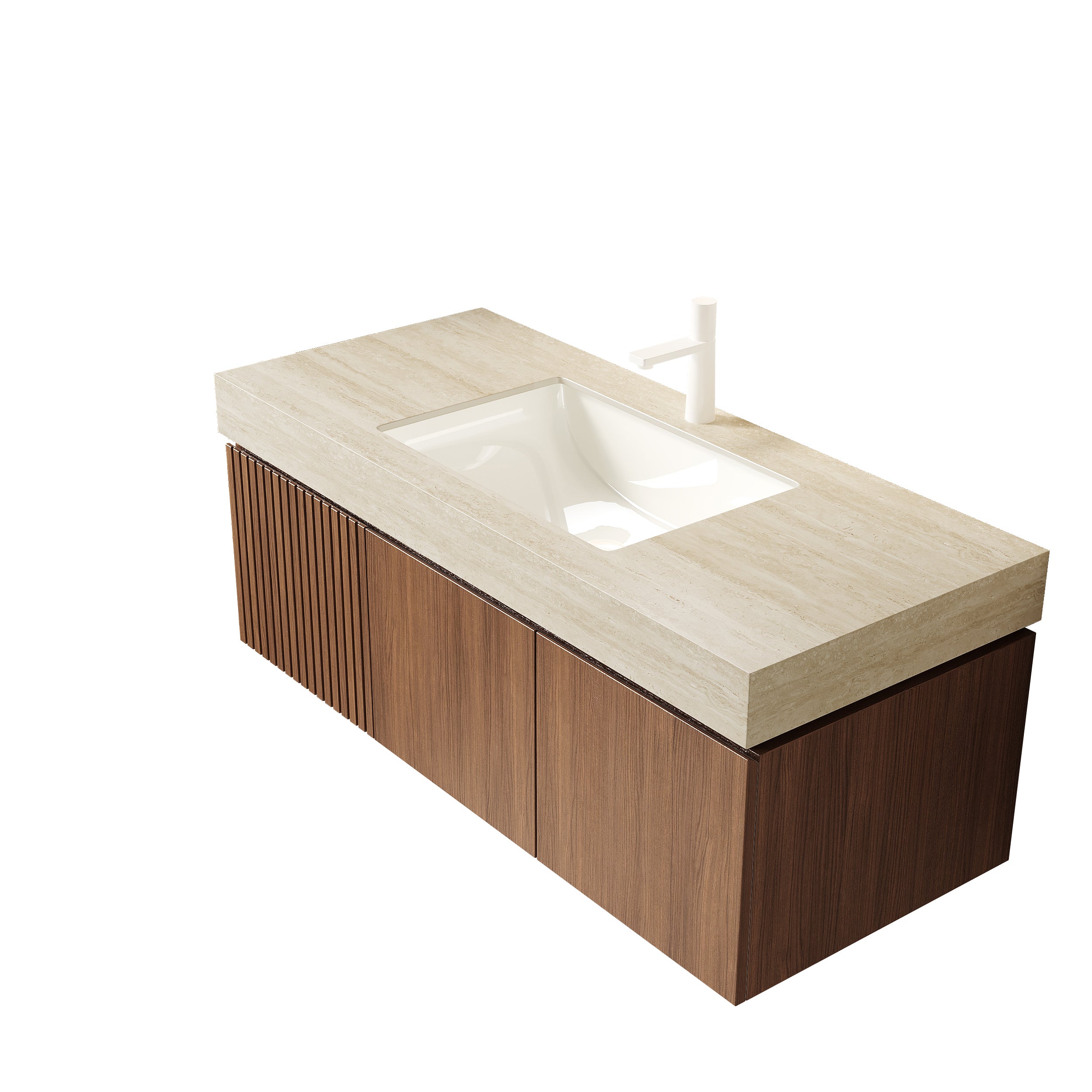48" MURI Roma Travertine-Pattern Countertop and Undermount Basin