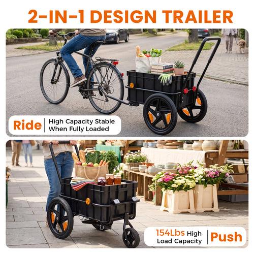 2-in-1 Bike Cargo Trailer Pushcart
