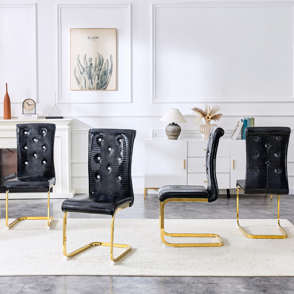 Set of 2 Retro Alligator Skin Upholstered Dining Chairs