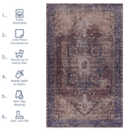 MAVAL Burgundy Washable Runner Rug 2'6'' x 10'