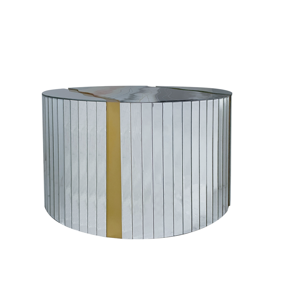 White Marble Pattern Sticker Round Coffee Table