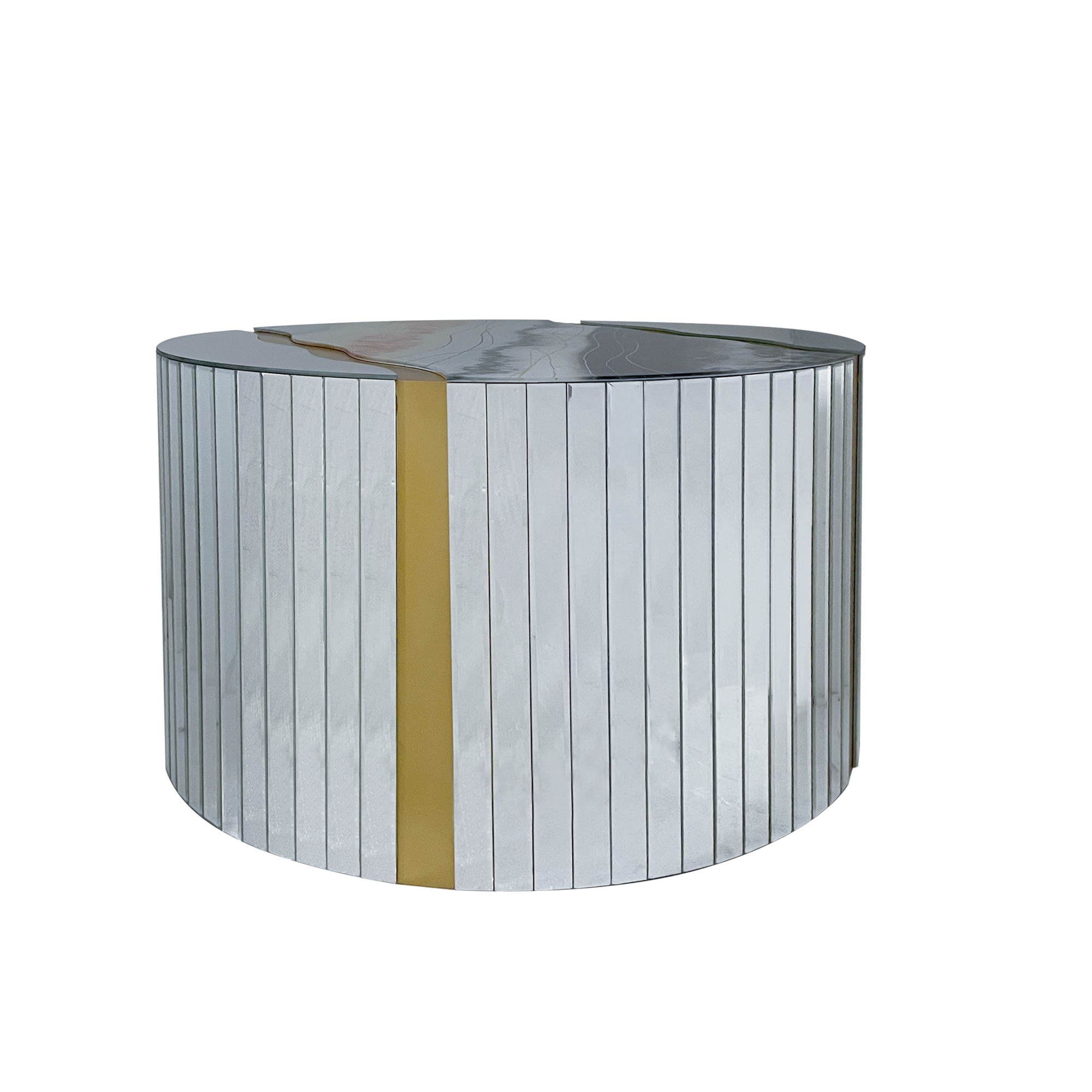 White Marble Pattern Sticker Round Coffee Table