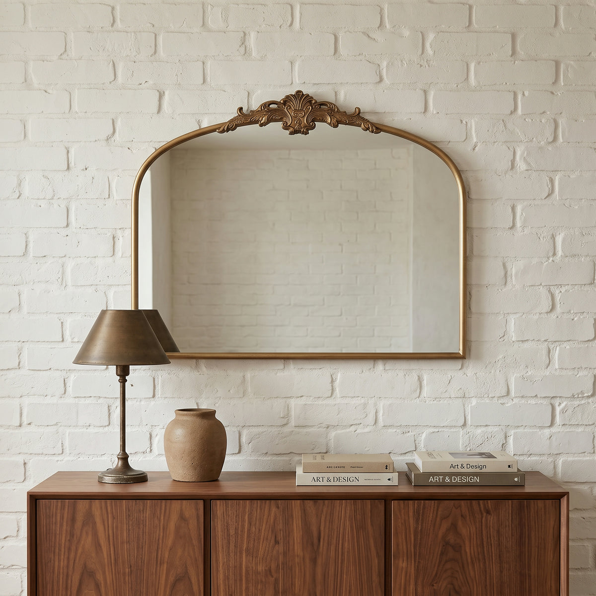32"x24.4" Baroque Vintage Arched Wall Mirror