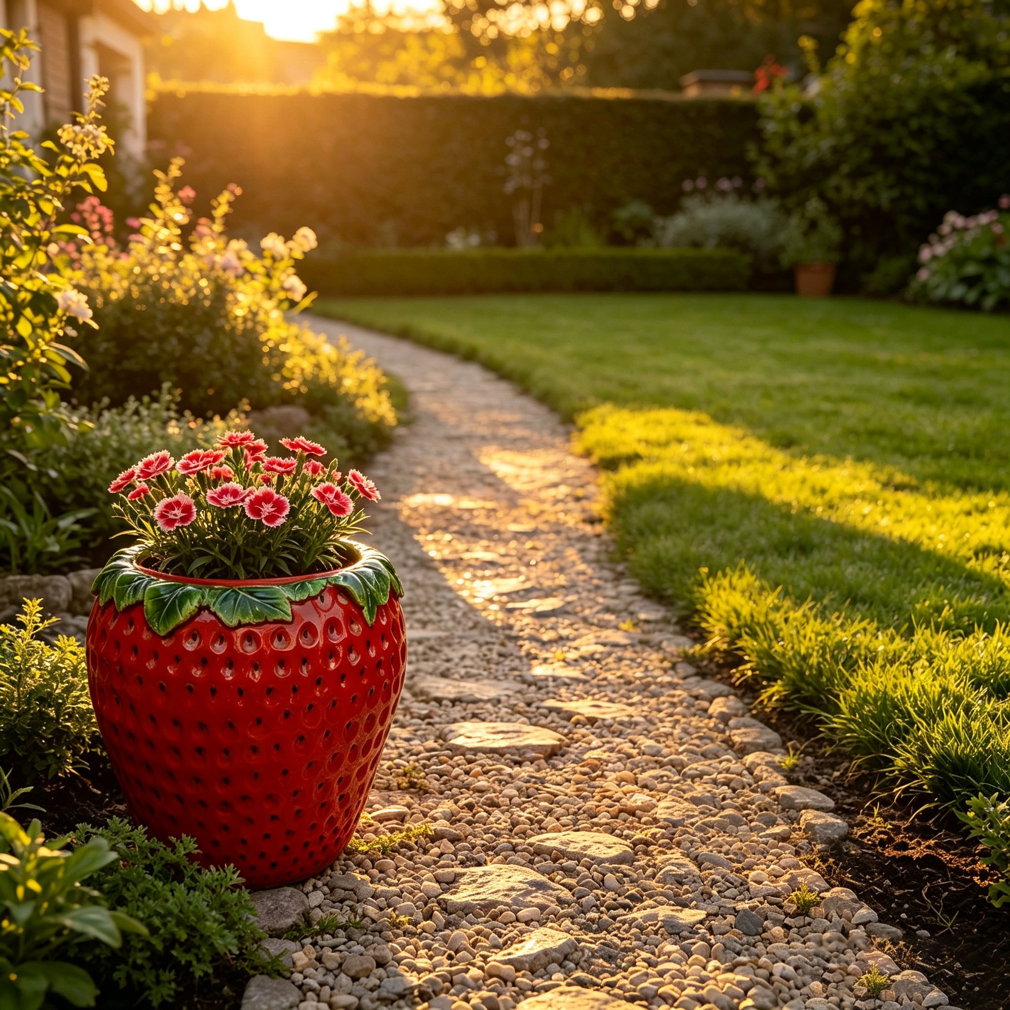 15-Inch Tall Strawberry Shaped Planter Pot