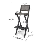 41.75" Outdoor Folding Acacia Wood Barstools