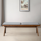 Keira Solid Wood Bench with Grey Fabric