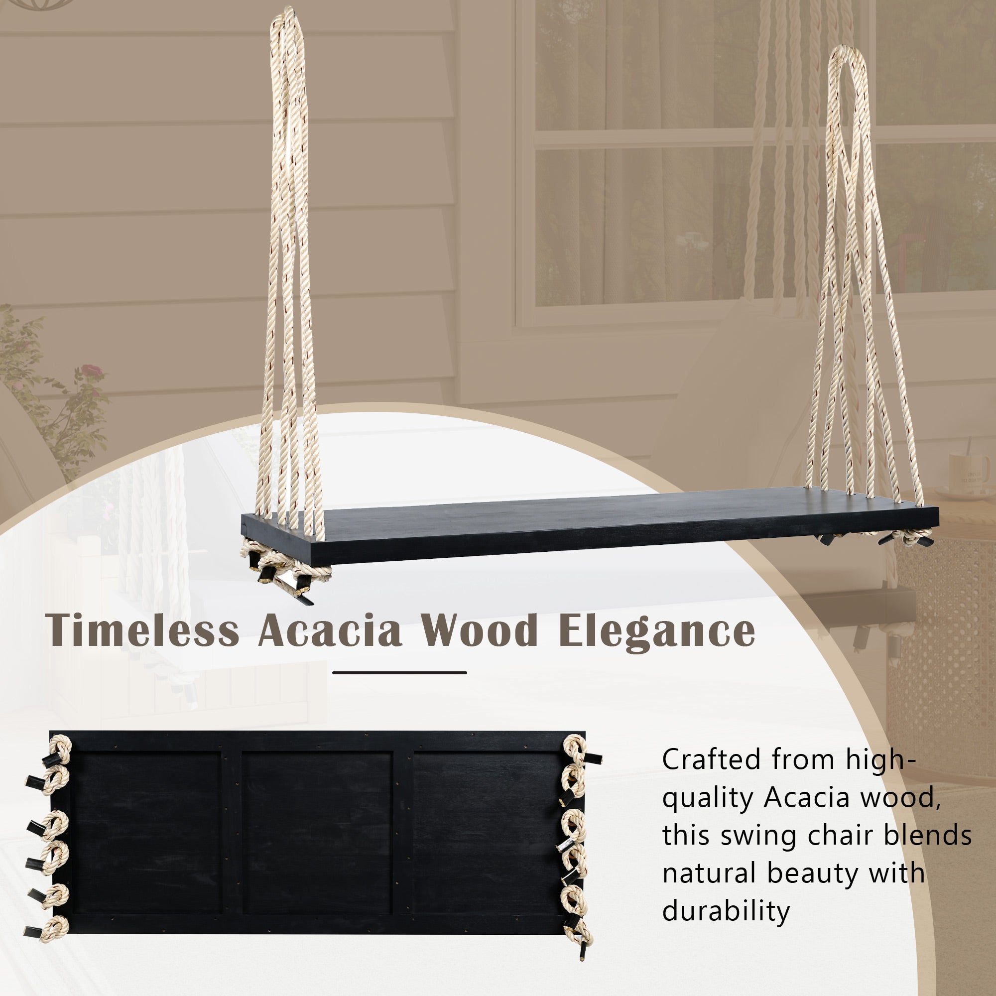 TOPMAX Patio Wooden Swing Chair