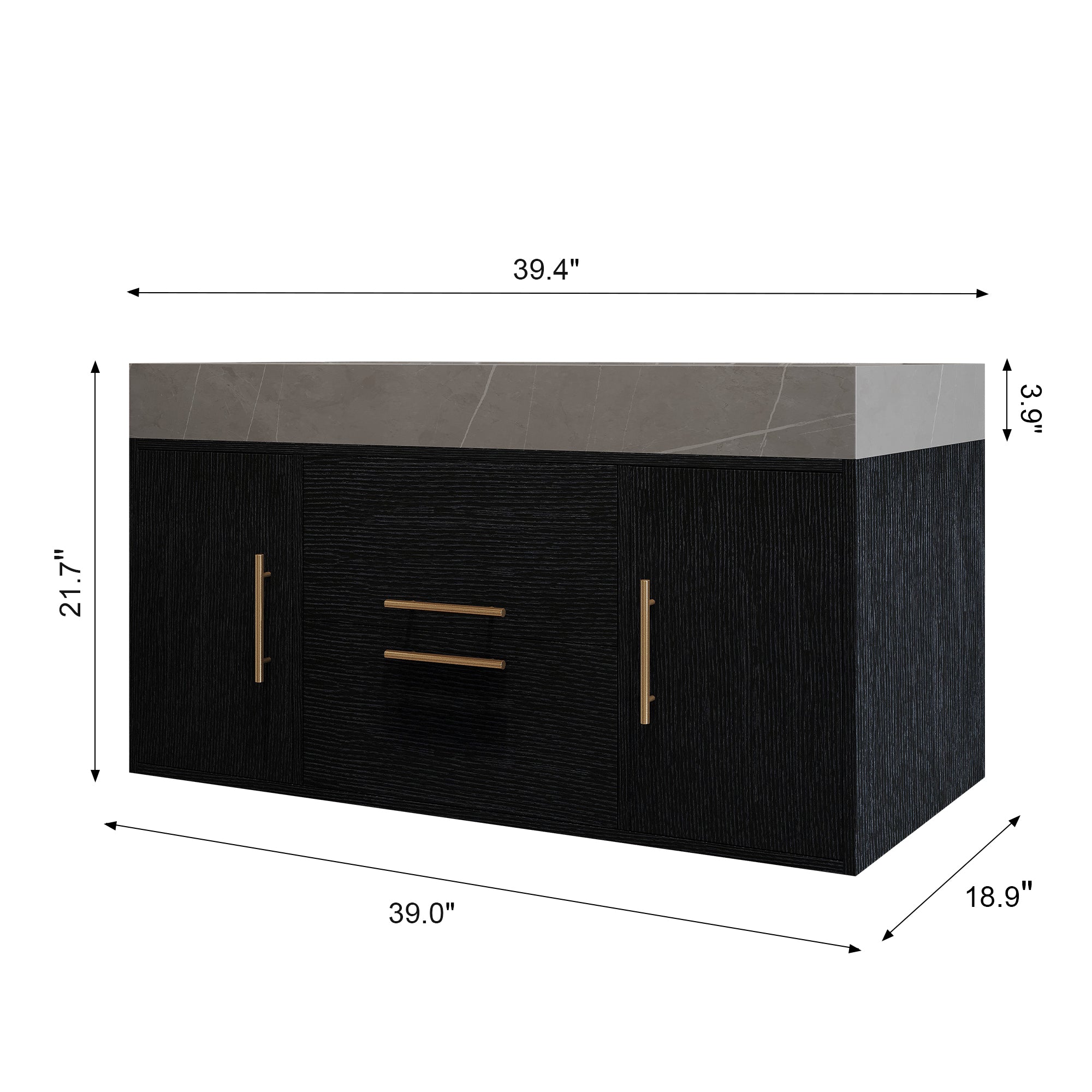 39.4 Inches Single Contemporary Floating Bathroom Vanity