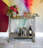 Cirro Antique Mirror & Wire Serving Cart