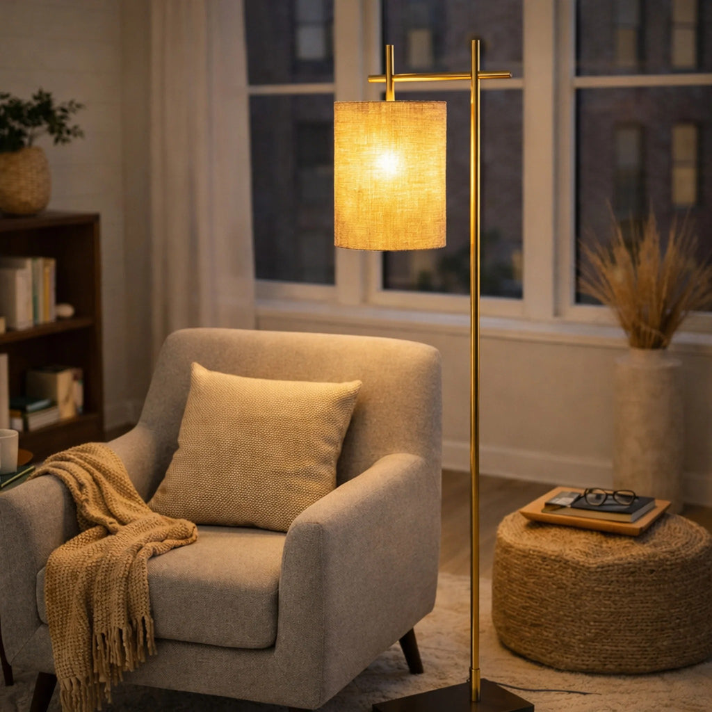 Brizo Bamboo Lampshade Floor Lamp