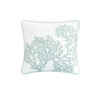 4 Piece Cotton Reversible Embroidered Quilt Set with Throw Pillow - Aqua King/Cal King