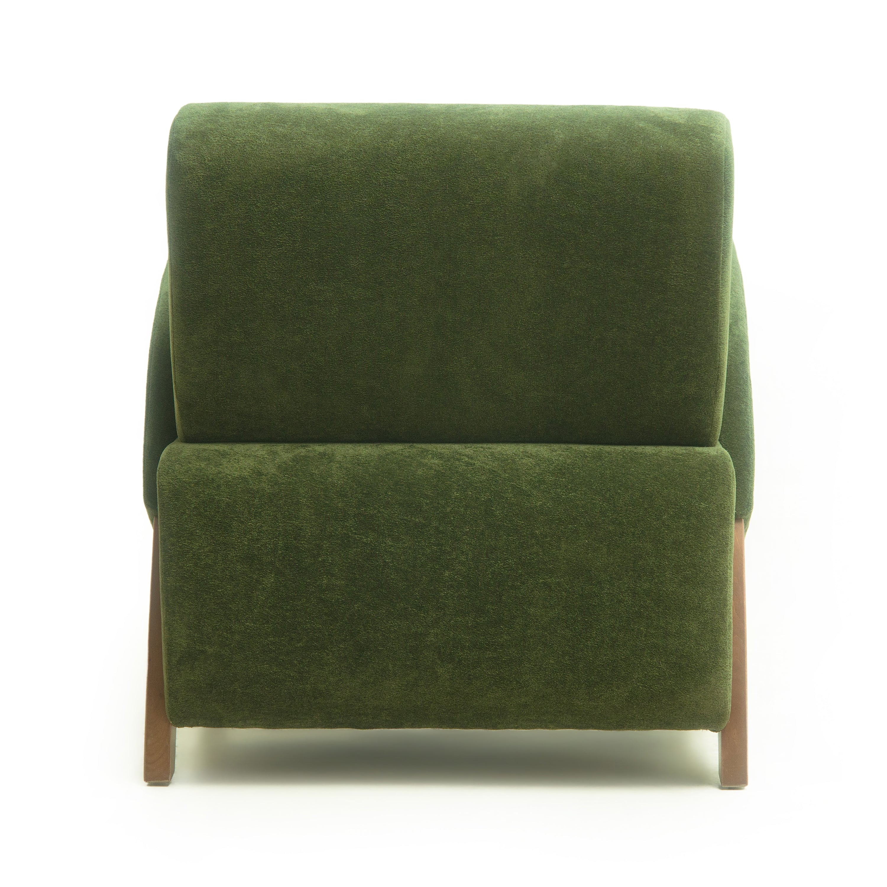 Velvet Fabric Lounge Chair with Birch Legs