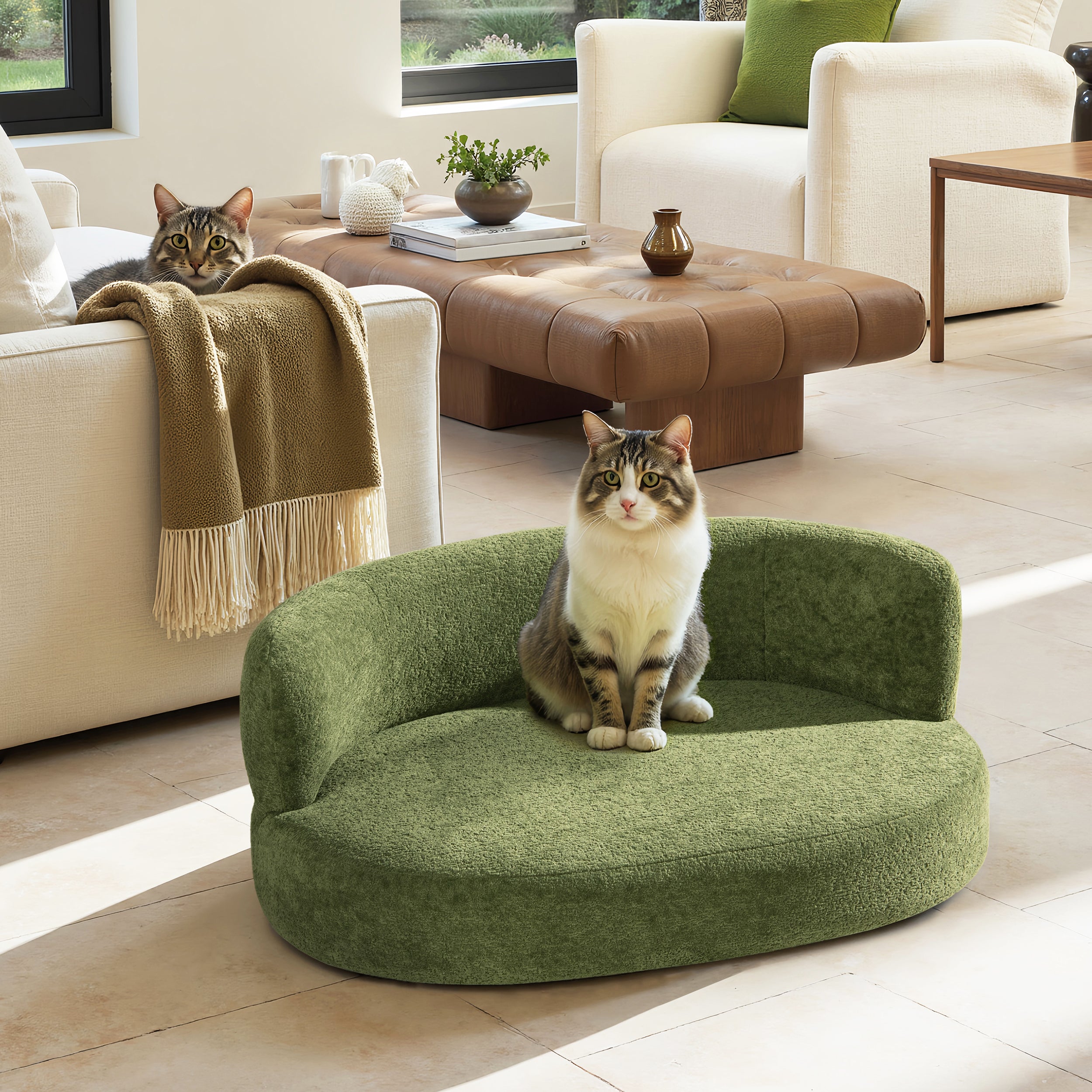 Shep 36" Curved Dog Sofa Bed Medium Moss