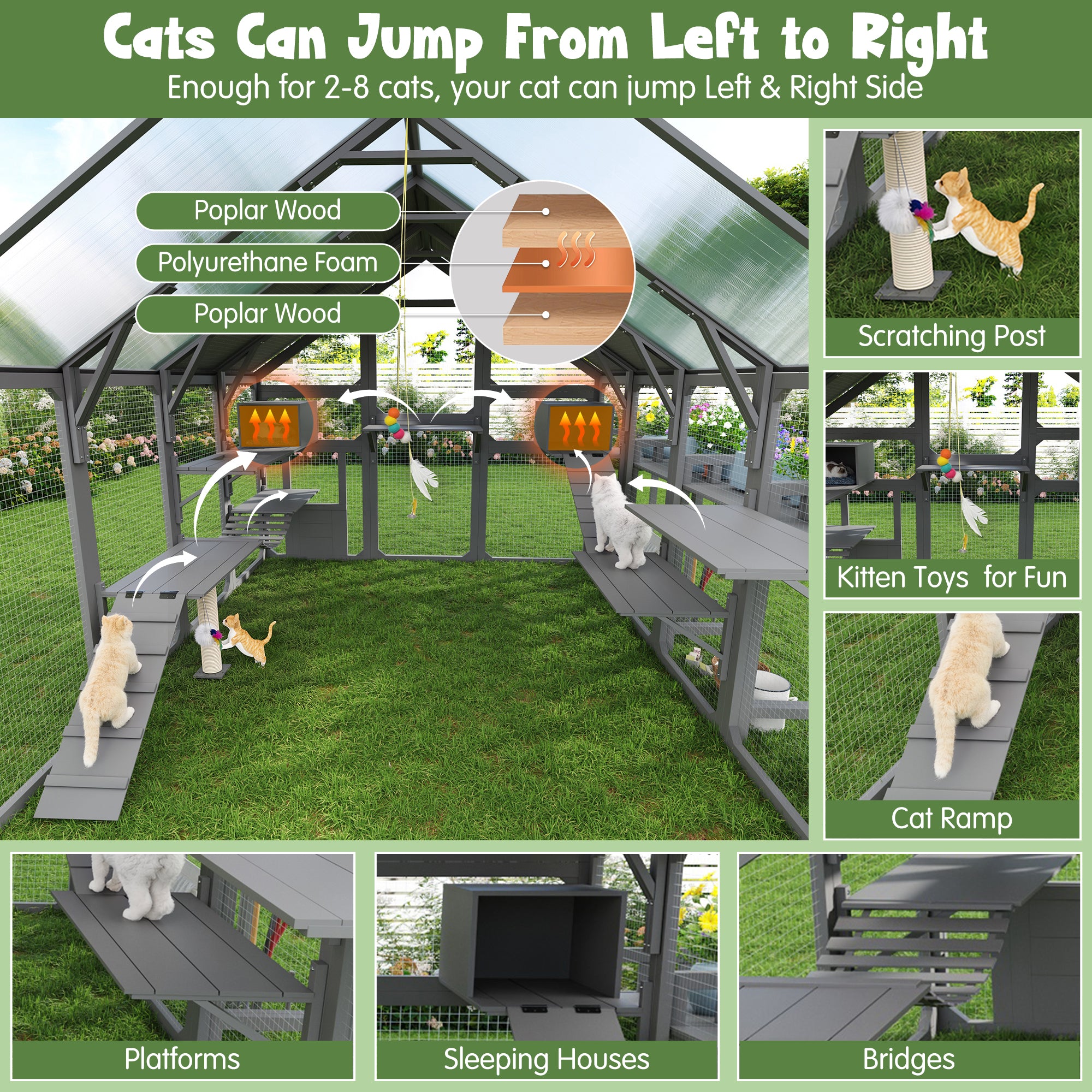 Large Outdoor Cat House with Planter Stand